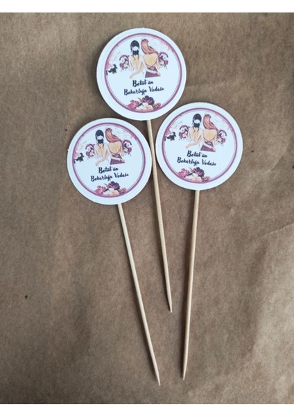 15 cm Uzun Kürdan - 20 Adet Kişiye Özel Baskılı Bekarlığa Veda Pasta Kürdanı Bride To Be -2 fırsatları