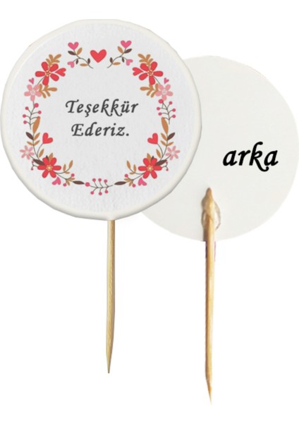 20 Adet Teşekkür Ederiz Baskılı Kokteyl Kürdanı 6,5 cm - Toothpick