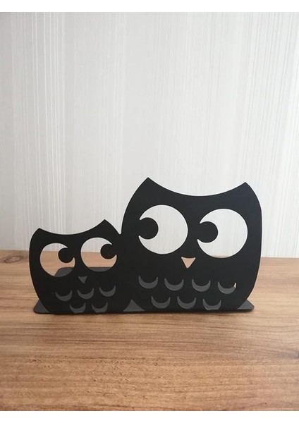 Dekoratif Baykuş Desenli Metal Kitap Tutucu