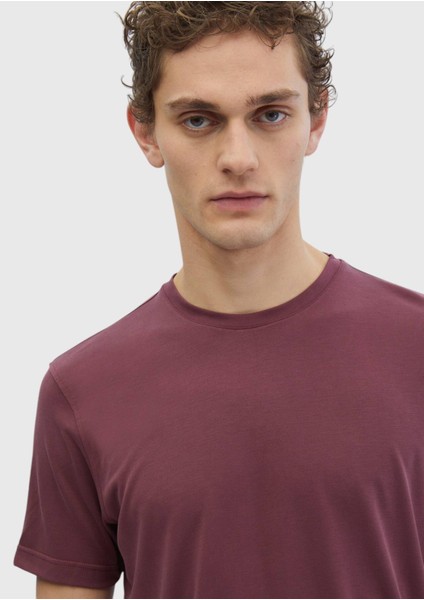 Kiremit Düz Bisiklet Yaka T-Shirt modelleri