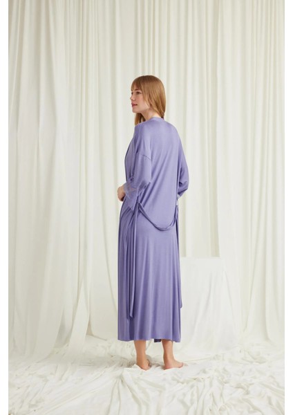 Monamise Dekolteli Yakası ve Kolu Dantelli Sabahlık Takımı fiyatları