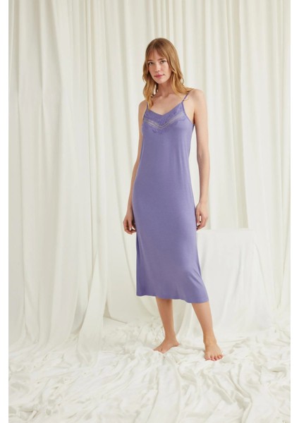 Monamise Dekolteli Yakası ve Kolu Dantelli Sabahlık Takımı modelleri