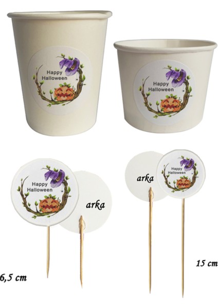 40 Parça Balkabağı Cadılar Bayramı Partisi Kürdan Seti - Bardak Kase Kısa ve Uzun Kürdan - 1