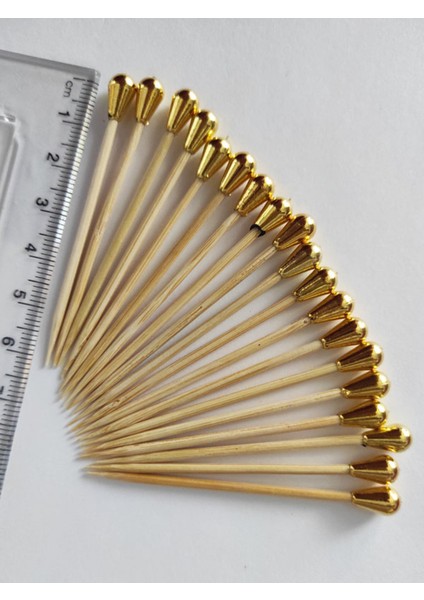 Beyhan Bayhan 100 Adet Dekoratif Gold Mini Damla Inci Boncuklu Pasta Kürdanı 6,5 cm - Boncuk 8 mm fiyatları