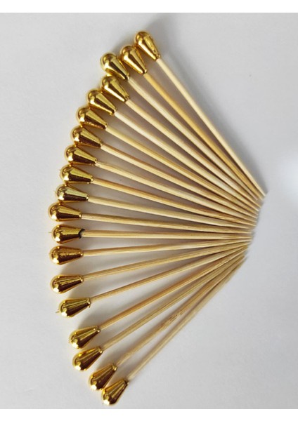 Beyhan Bayhan 100 Adet Dekoratif Gold Mini Damla Inci Boncuklu Pasta Kürdanı 6,5 cm - Boncuk 8 mm modelleri