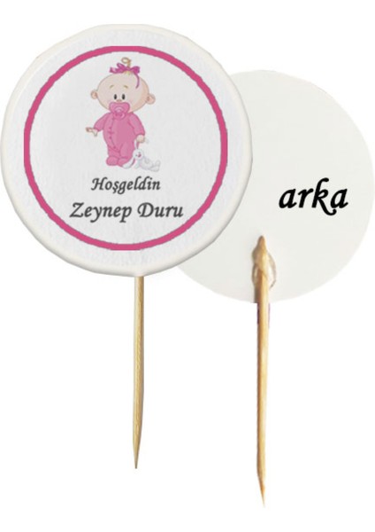 40 Parça Kişiye Özel Pembe Bebekli Hoşgeldin Bebek Kürdan Seti Bardak Kase Kısa ve Uzun Kürdan fırsatları