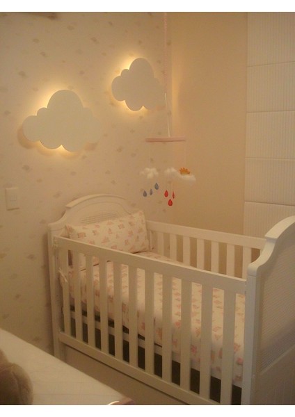 2'li Bulut Gece Lambası Bebek Çocuk Odası Duvar Dekorasyonu Aydınlatma Ahşap Gece Lambası modelleri