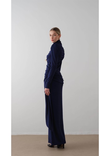 Dökümlü Örme Elbise Lacivert modelleri