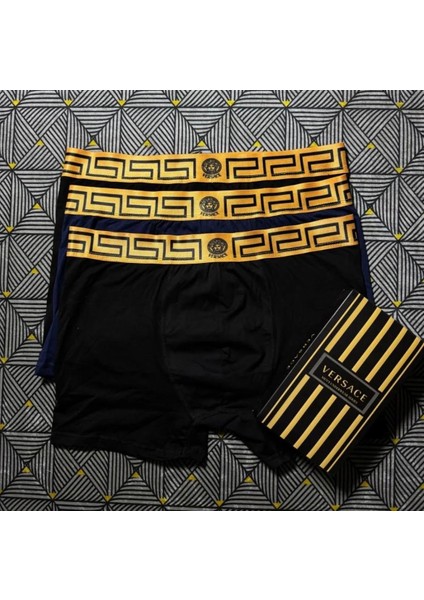 Erkek 3'lü Premium Likralı Boxer Seti-Esnek Bel Bantlı