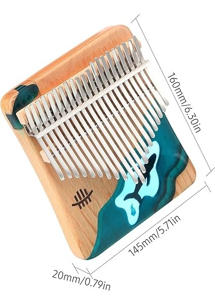 Hluru 21 Tuşları Kalimba Piyano Kayın Ahşap Başparmak Parmak Piyano Enstrüman Mavi Okyanus Balina Desen Çocuklar Için Yetişkinler Yeni Başlayanlar Için Tuning Çekiç ile Songbook modelleri