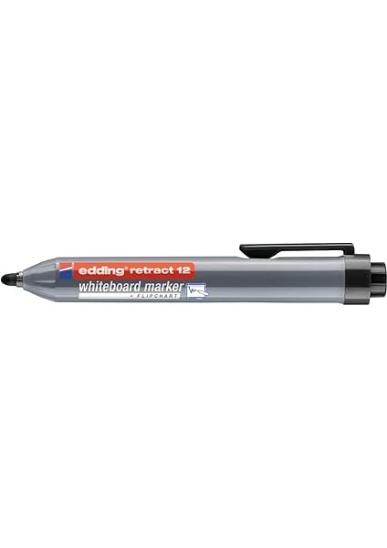 12 Retract Beyaz Yazı Tahtası Kalemi - Siyah - 1 Kalem - Yuvarlak Uç 1,5-3 mm fiyatları