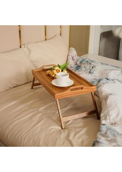 Katlanır Ayaklı Akasya Ağacından Yatak Keyif Servis Tepsisi, Ahşap Yatak Tepsisi - Rahatlık ve Şıklık: Katlanır Ayaklı Akasya Ağacından Yatak Keyif Servis Tepsisi - Yatak Tepsisi (50*30*21CM)