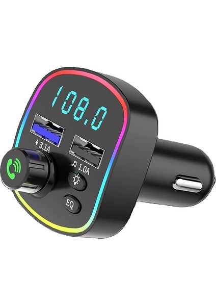 Rgb Renkli Fm Transmitter Mp3 Çalar Bluetooth 5.3 Çakmaklık Hızlı Şarj Aleti (Rgb LED Işıklı Bt 5.0)