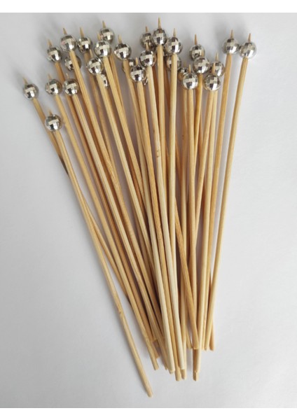 15 cm Uzun Kürdan - 30 Adet Dekoratif Küçük Gümüş Disko Topu Boncuklu Kokteyl Kürdanı fiyatları