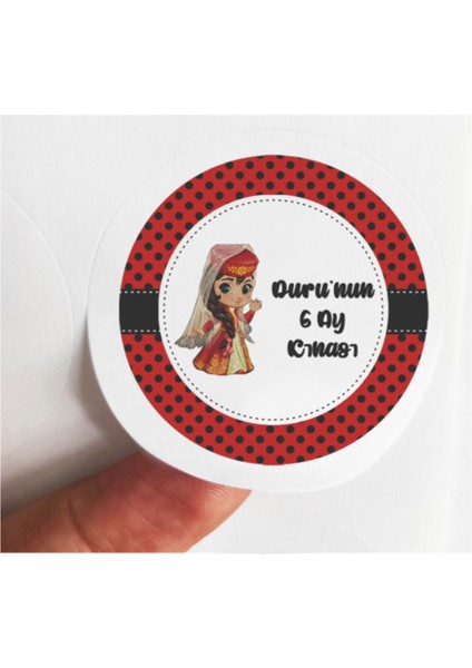 Beyhan Bayhan 48 Adet 4 cm Kişiye Özel 6 Ay Kınası Baskılı Mat Etiket Sticker 1