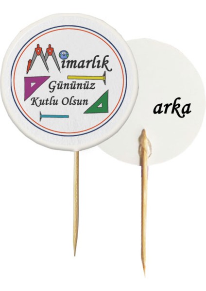 20 Adet Dekoratif Mimarlık Gününüz Kutlu Olsun Baskılı Kürdanı 6,5 Cm-4