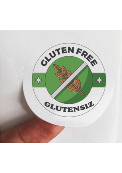 Beyhan Bayhan 48 Adet 4 cm Gluten Free Glutensiz Baskılı Mat Ince Kağıt Etiket Sticker