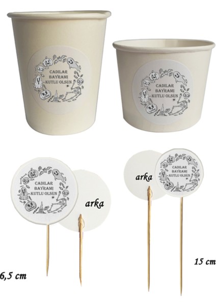 40 Parça Hayalet Cadılar Bayramı Partisi Kürdan Seti - Bardak Kase Kısa ve Uzun Kürdan - 3