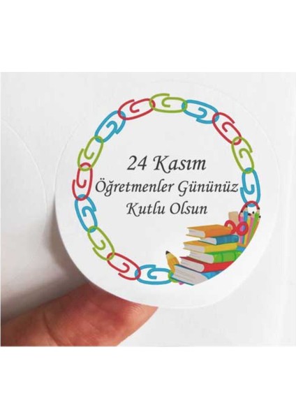 Beyhan Bayhan 48 Adet 4 cm Öğretmenler Gününüz Kutlu Olsun Mat Baskılı Yuvarlak Etiket Sticker-2