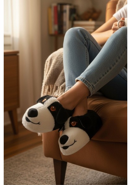 Panduf Hayvan Figürlü Peluş Tüylü Ev Ayakkabısı Yumuşak Taban Ev Botu