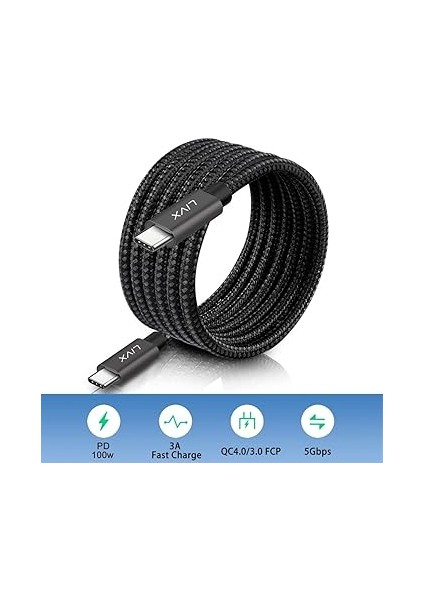 Solid 100W 5A Type C To Type C Pd 2.0 5 Gbps 25 cm Hızlı Şarj ve Data Kablosu Halat Örgülü Space Gray Tct-25 fiyatları