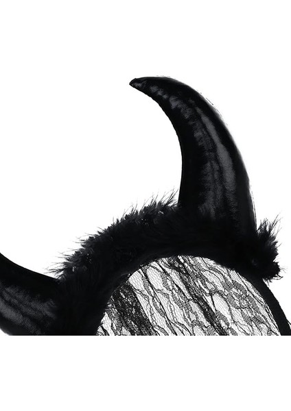 Cadılar Bayramı Siyah Şeytan Boynuzlu Duvaklı Taç Halloween Parti Aksesuarı modelleri