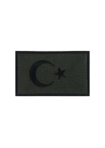 Nakış Turkey Türkiye Türk Bayrakları Nakış Işleme Arma Patch Peç 5x8 cm Haki Siyah