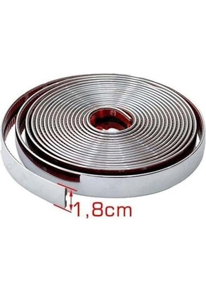 Group (7235) 18 mm 3D Dekoratif Krom Nikelaj Şerit Çıta Panjur Kalın Şerit 15 Metre ile Uyumlu fiyatları