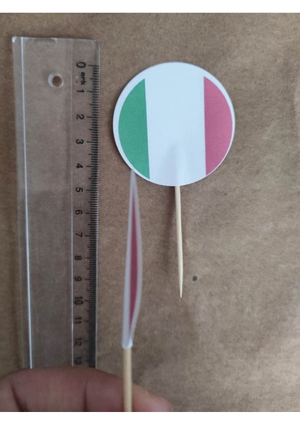 20 Adet Dekoratif Italya Bayrağı Çift Taraf Baskılı Kürdan 6,5 cm modelleri