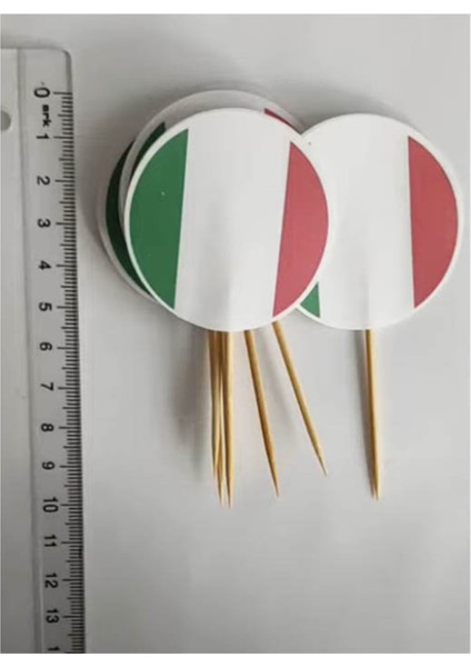 20 Adet Dekoratif Italya Bayrağı Çift Taraf Baskılı Kürdan 6,5 cm fırsatları