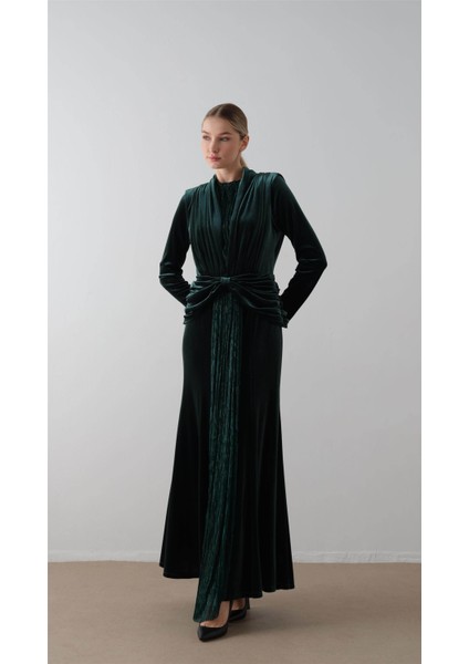 Ön Ortası Simli Kadife Elbise Yeşil fırsatları