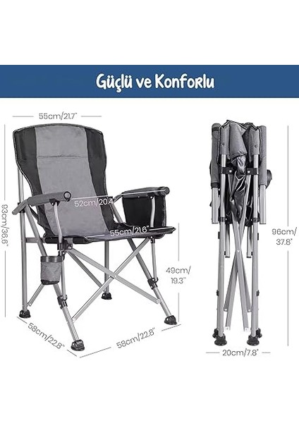 Kamp - Profesyonel Fold&amp;go Katlanır Kamp Sandalyesi – Gri modelleri