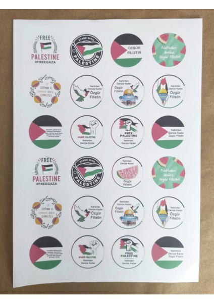 48 Adet 4 cm Denizden Nehire Kadar Özgür Filistin Vb. Baskılı Mat Etiket Sticker
