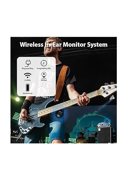 2.4ghz Kablosuz Kulaklık Monitör Iletim Sistemi Şarj Edilebilir Verici ve Alıcı Mono/stereo Anahtarı Kayıpsız Dijital Iletim Ses Kalitesi Düşük Gecikme Stüdyo Bant Provaları Canlı fırsatları