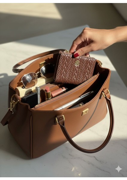 Kahverengi Kabartmalı Örgü Desenli Orta Boy Fermuarlı Kartlık Cüzdan indirimleri