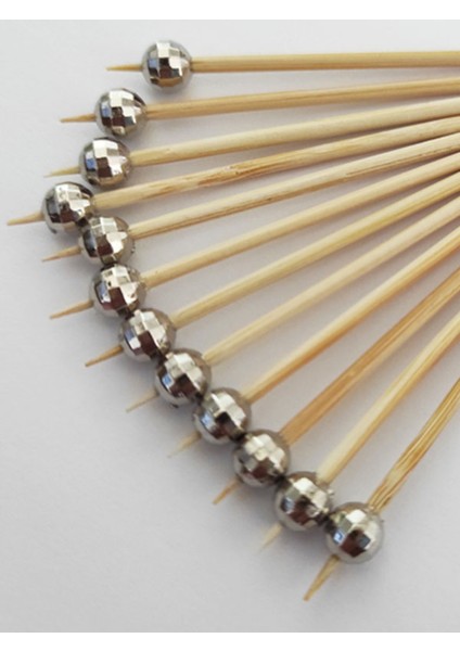 100 Adet Dekoratif Mini Gümüş Disko Topu Boncuklu Kanepe Kürdanı 6.5 cm - Boncuk 6 mm modelleri