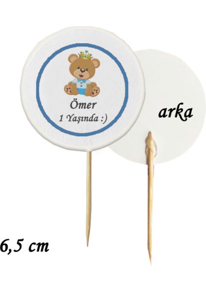 40 Parça Kişiye Özel Mavi Ayıcıklı 1 Yaş Baskılı Kürdan Seti Bardak Kase Kısa ve Uzun Kürdan fırsatları