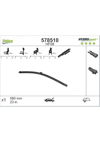 Hydroconnect Silecek Bmw 5 Serisi E60 (2007-2010), Jaguar Xf (2008-2015), Jaguar Xj (2012-2019), Mercedes A Serisi W169 (2004-2012), Nissan Juke (2010-2019) (580 Mm) 578510 fiyatları