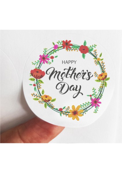 48 Adet 4 cm Happy Mother's Day Baskılı Mat Etiket Sticker