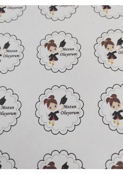 48 Adet 4 cm Kız Çocuk Mezun Oluyorum Mezuniyet Baskılı Mat Etiket Sticker fiyatları