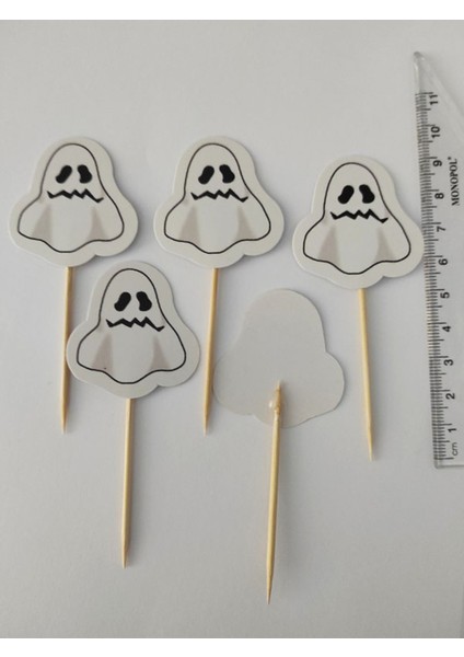 20 Adet Dekoratif Karton Hayalet Cadılar Bayramı Kürdanı 6,5 cm - Halloween fırsatları
