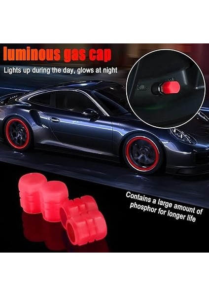 4 Adet Kırmızı Floresan Karanlıkta Parlayan Fosforlu Oto Araba Sibop Kapağı Tüm Araçlara Uyumlu Toz Geçirmez Motorsiklet Suv Kamyon Bisiklet Supap Kapağı Oto Aksesuarları fiyatları