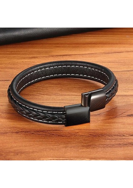 Siyah & Siyah Saç Örgülü Deri ve Çelik Bileklik 33513B8D12 fiyatları