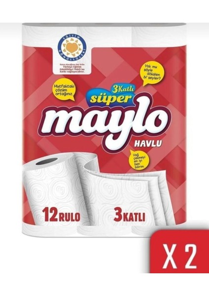 3 Katlı Super Maylo Rulo Havlu 12*2