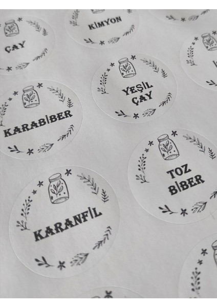 48 Adet 4 cm Baharat Isimleri Kavanoz Baskılı Mat Etiket Sticker - 1 Sık Kullanılanlar fiyatları