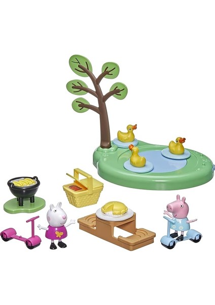 Pig Peppa'nın Maceraları Pikniği, Peppa Oyun Seti, 2 Figürlü ve 8 Aksesuarlı Okul Öncesi Oyuncak, 3 Yaş ve Üstü Çocuklar Için