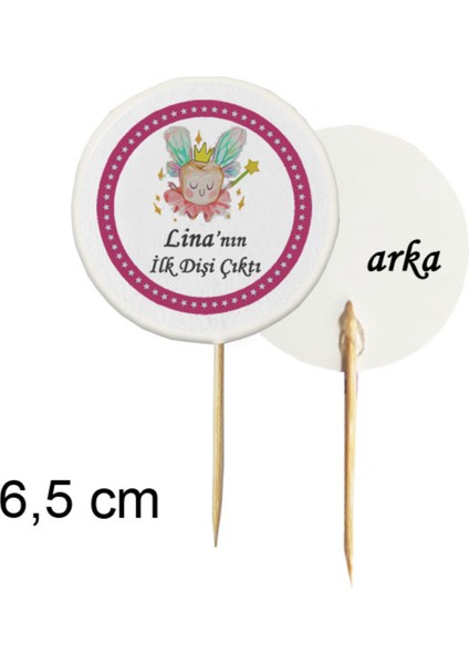 20 Adet Kişiye Özel Renkli Melek Kanatlı Diş Buğdayı Kürdanı 6,5 cm - Toothpick
