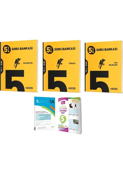 5. Sınıf Matematik Türkçe ve Fen Bilimleri Soru Bankası Güncel En Son Ürünler+Deneme Yaprak Test