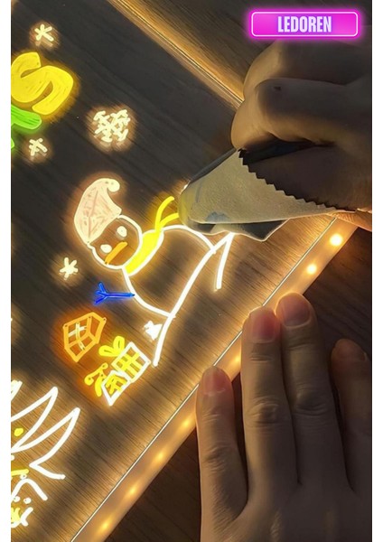 Js-01 Akrilik Lüminesan Işıklı Yazı Tablet | LED | 20X30CM | USB Bağlantı | Neon Kalem | Silinebilir modelleri