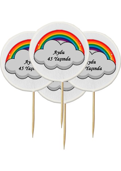 40 Parça Kişiye Özel Gökkuşağı Baskılı Kürdan Seti-Bardak Kase Kısa ve Uzun Kürdan fırsatları